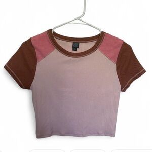 Women’s Pink & Brown Wild Fable Colorblock Crop Top
